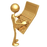 Accountant With Giant Golden Calculator